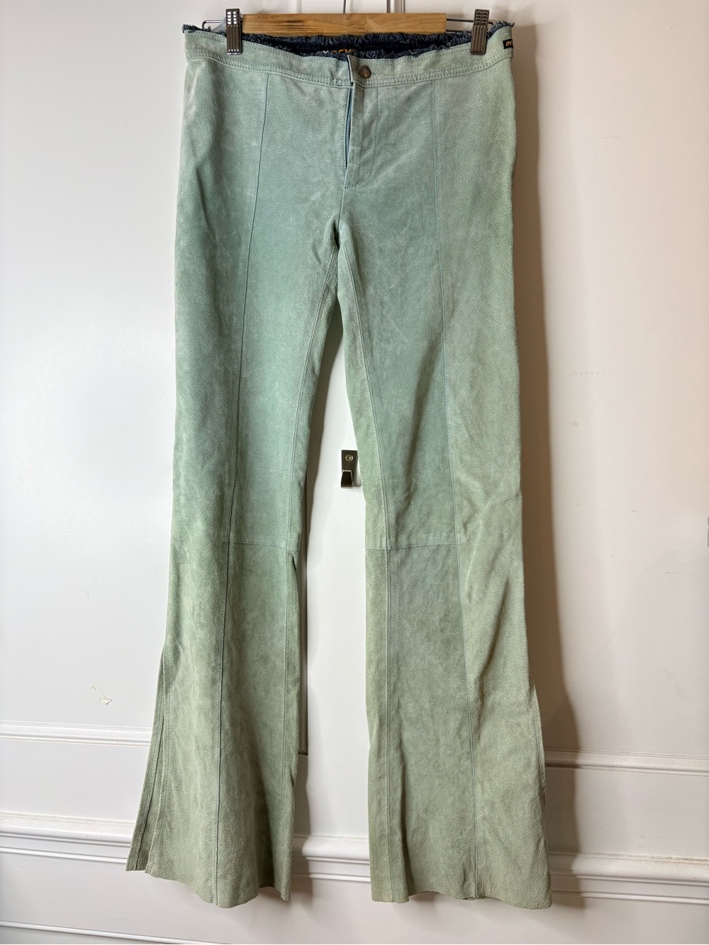Dex Vintage sage Green Flare suede pants